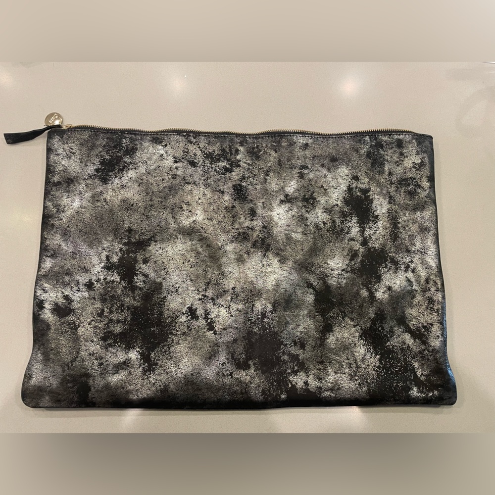 Clare Vivier Clare V Foldover Clutch Pouch Black/Silver